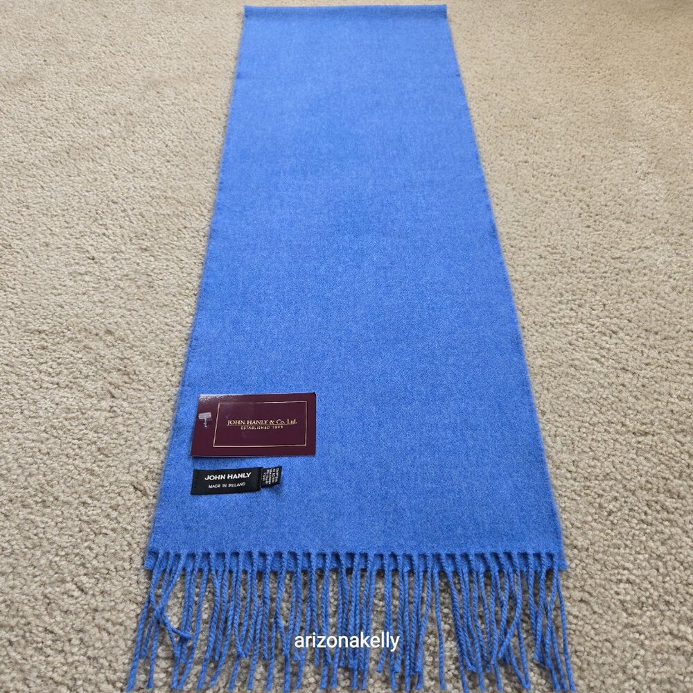 NWT John Hanly Extra Fine Merino Wool Scarf Blue - Picture 6 of 10